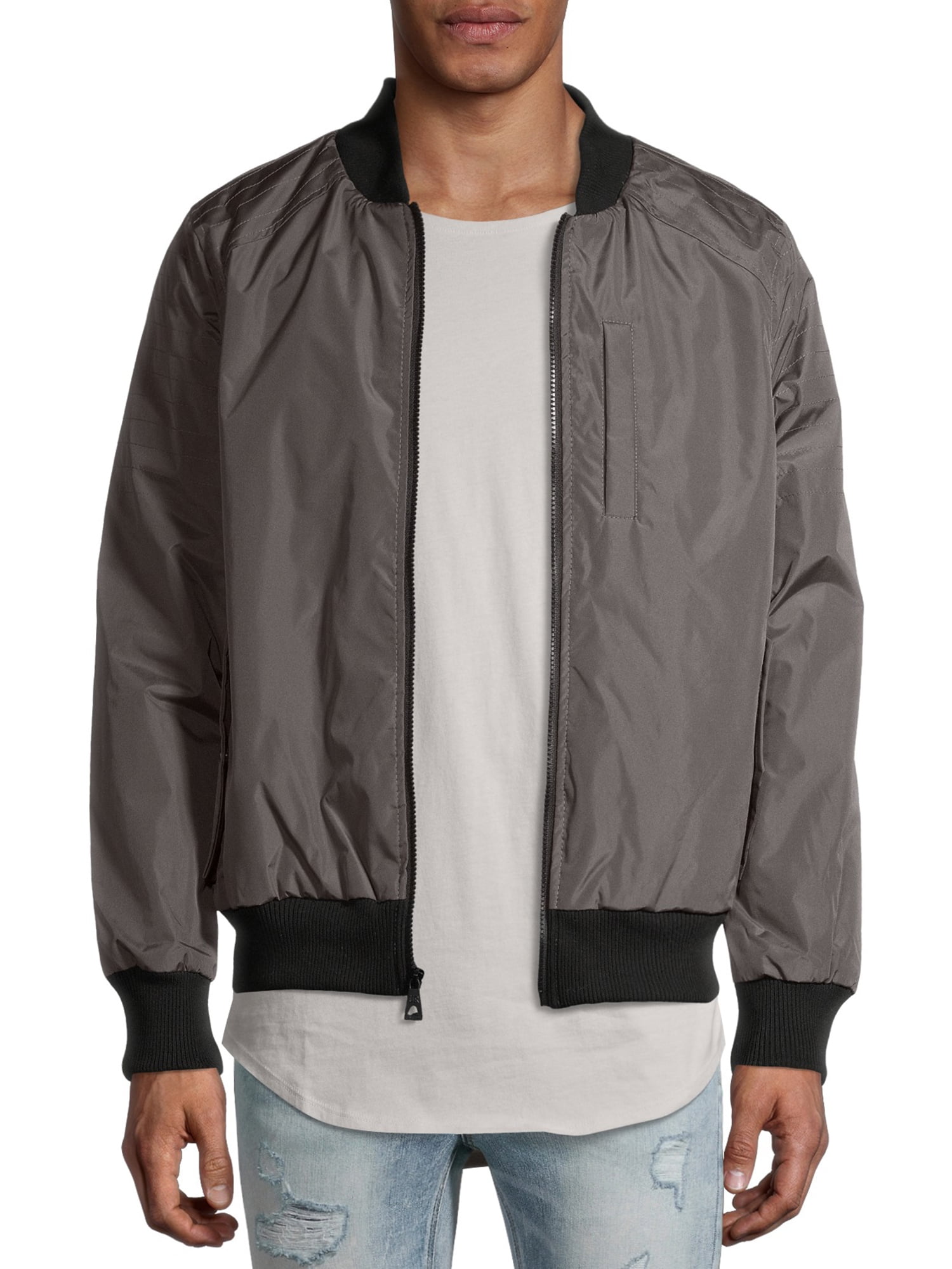 Longsleeve Jacket with Pockets and Zipper Casual Flight Jacket with Fitted Waist and Cuffs URBAN CLASSICS Mens Light Bomber Jacket