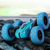 Double-Sided Stunt RC Truck - 360° Flips & LED Lights, All-Terrain 4WD, USB Rechargeable - Gift Kit Age 6 Blue