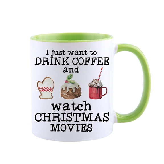 KAAYEE Christmas Coffee Mug,11oz Holiday Coffee Mug,Funny Christmas Movie Mugs for family,friend Gift,Green
