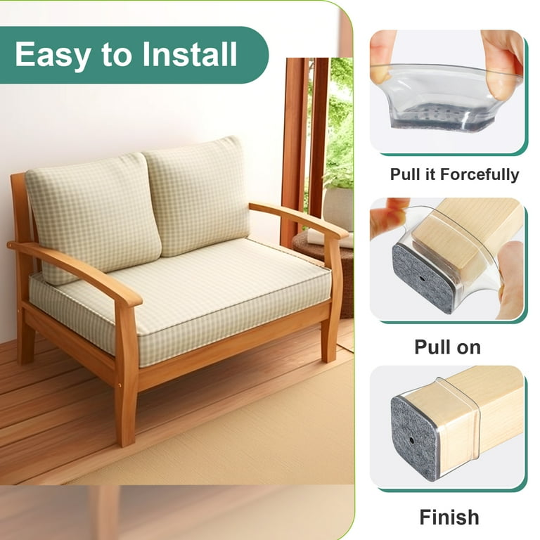 32pcs Square Chair Leg Floor Protectors Furniture Pads for Hardwood Floors Furniture Sliders for Chair Legs Silicone Leg Caps Cover