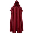 thumbnail image 2 of Wizard Cosplay, Wizard Costume, Witch Costume Cloak, Historical Cape, Medieval Hooded Cloak, Renaissance Hooded Cloak for Women Men, Adult Medieval Cape With Hood, Viking Cloak, Wine S, 2 of 6