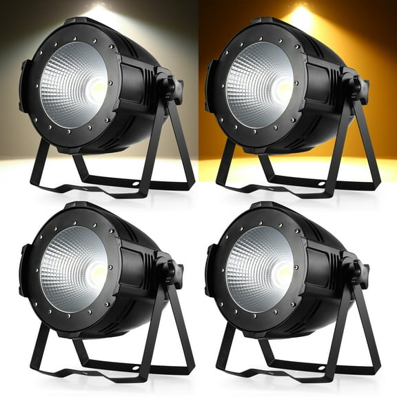 4pcs 100W COB Lights, LED Par Light Warm White & Cool White Stage Wash Lights, DMX Stage Lights for Weddings Party Stage Show Club Karaoke