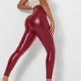 thumbnail image 4 of Save for Summer AXXD Red Workout Leggings Women Faux Leather Leggings Sexy High Waist Plus Size Color Bottom Sports Pants, 4 of 8