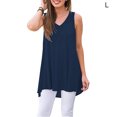 thumbnail image 2 of Jumpingount Camiseta sin mangas para mujer Camiseta sin mangas con cuello en V Blusa con cuello en V Chaleco de color sólido Vestidos Azul L Jumpingount AP003123-18, 2 of 6