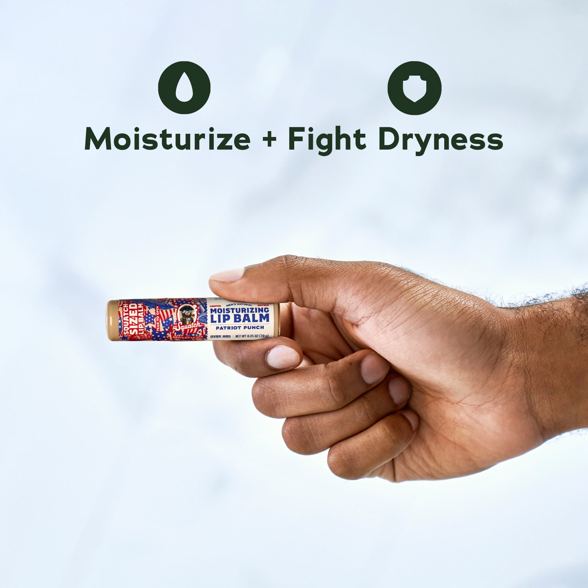 Dr. Squatch Moisturizing Lip Balm, Natural Lip Moisturizer Butter for Men Lip Care, Patriot Punch, 0.25 Oz, 2 Pack