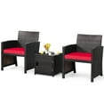 thumbnail image 3 of Costway Ensemble de Meubles de Terrasse en Osier 3 Pcs Table de Rangement avec Housse de Protection Rouge, 3 of 10