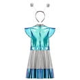 thumbnail image 5 of Xnihocha Kids Girls Alien Dress Holographic A Line Dress with Headband Space Man Dress up Outfit Blue 6, 5 of 7