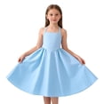 thumbnail image 2 of Afuyipoi Girls Strapless A Line Dress (7-13 Years) Soft Breathable Fabric Halter Neck Design Ruched Waist Detail Full Flowy Skirt Summer Party Casual Wear Blue Size 8, 2 of 8