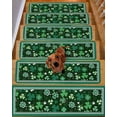 thumbnail image 2 of Green, Stair Treads for Wooden Steps Indoor Runner Rug Carpet, St. Patrick's Day Shamrock Spring Checkered 7 Pieces Peel and Stick Staircase Step Treads Covers Washable Throw Door Mats, 30"x8", 2 of 6