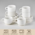 thumbnail image 3 of malacasa Coffee Mug Set, Espresso Mugs Cups Set of 6, 4oz Porcelain Stackable Espresso Cups with Saucers and Metal Stand for Cappuccino, Coffee Drinks, Latte, Tea, 3 of 9