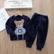 thumbnail image 1 of Conjunto de pijama de franela para niño y niña, ropa de dormir gruesa y cálida de dibujos animados, traje informal para el hogar de 0 a 5 años, para invierno y Navidad, novedad, 1 of 4