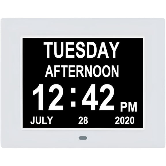 GJX Extra Large Digital Calendar Clock Date Time and Day Clock for Visually Impaired Elderly 8 Alarm Options,White