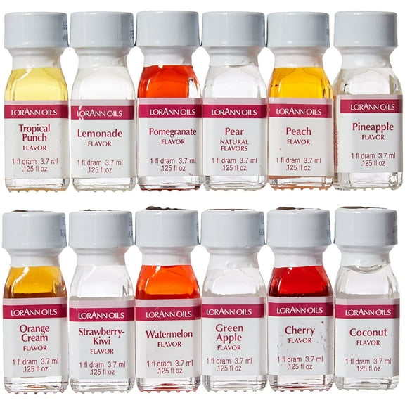 LorAnn Super Strength Variety pack of Flavors in 1 dram (.0125 fl oz - 3.7ml) bottles - 12 pack