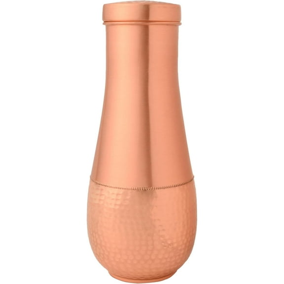 Pure Copper Water Carafe – 1.8L Long Neck Plain| Ayurvedic Health Benefits | Handcrafted Eco-Friendly Pitcher for Bedside or Kitchen Use