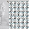 thumbnail image 1 of Cortina de ducha impermeable y antimoho (180 x 180 cm) con estampado geométrico, con 12 ganchos, 1 of 5
