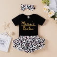 thumbnail image 3 of Baby Girls 3-piece Outfit Set Letter Print Romper+Shorts+Headband Set, 3 of 10