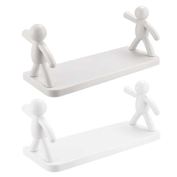 EeaseMX 2 piezas de almacenamiento de cocina Soporte de almacenamiento Humanoid Guardrail Montado en pared Estante de baño