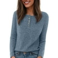 thumbnail image 2 of felwors Womens Long Sleeve Henley Shirts Button Down Tunic Tops Fall Lightweight Sweaters Business Casual Blouses 2025 Dark Blue, XL, 2 of 6