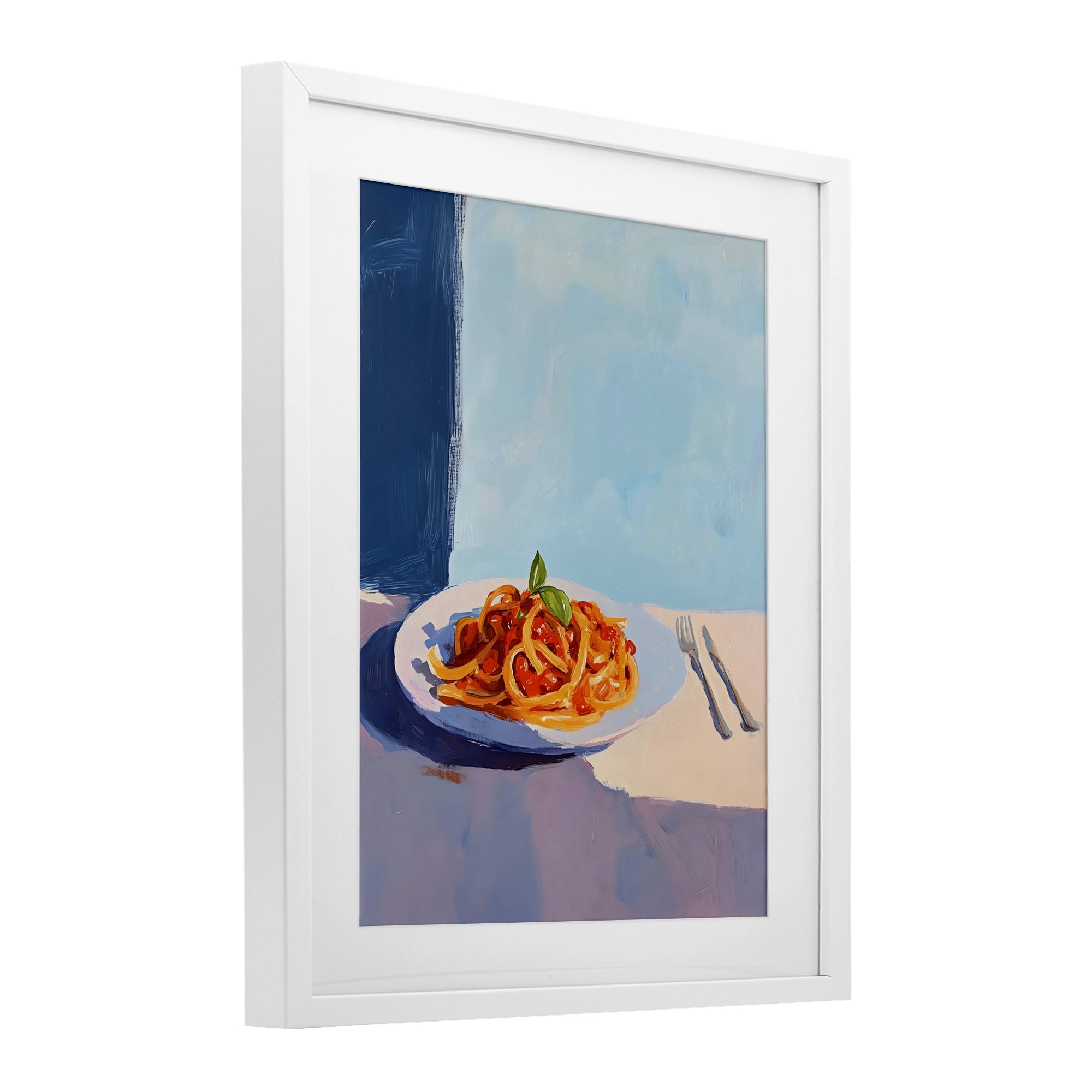 Stupell Industries Italian Spaghetti on Plate White Framed Print Under Glass, design by The Prints Vibe