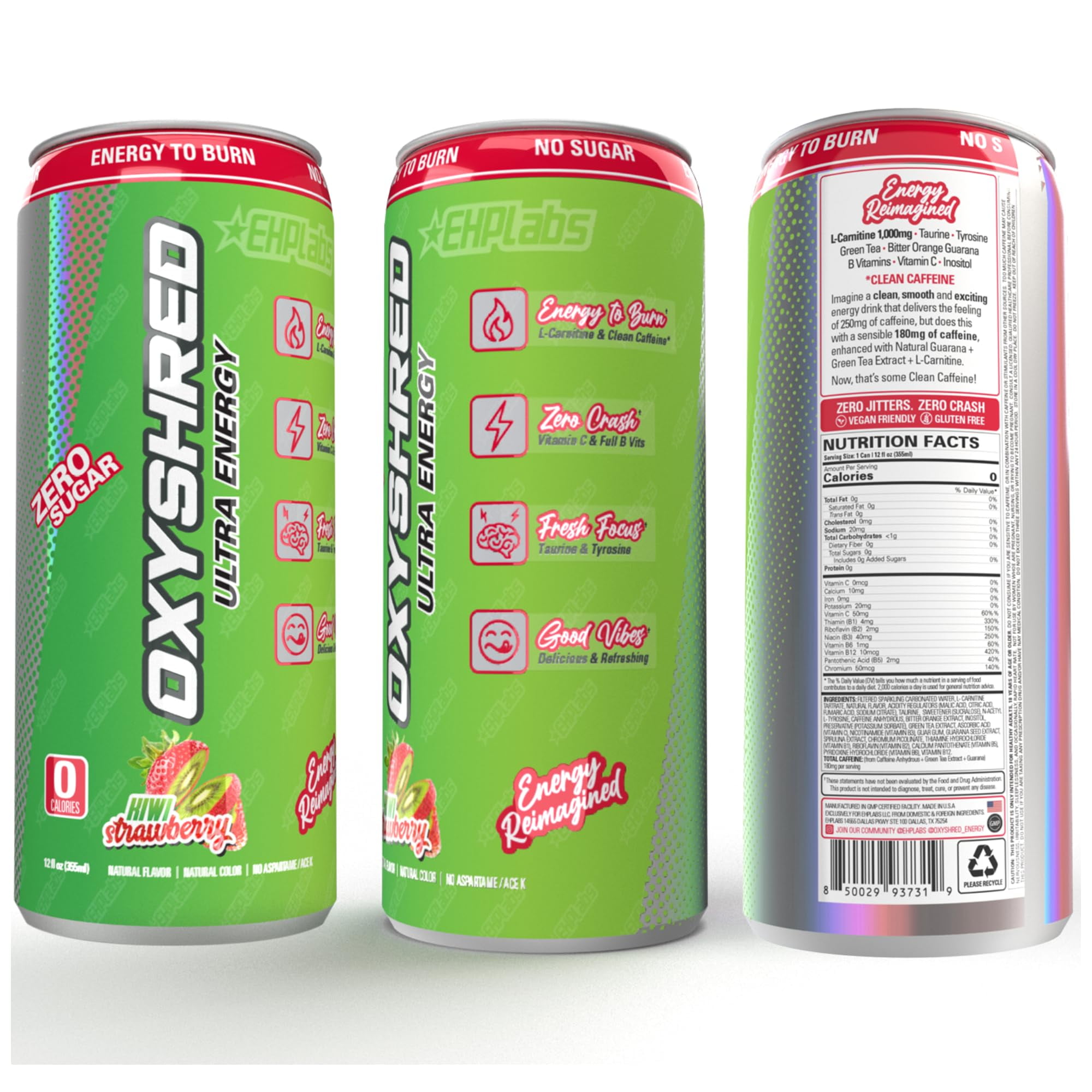 EHPlabs OxyShred Ultra Energy Drink Kiwi Strawberry Flavor (12Pack) in Guinea at GNF 529866