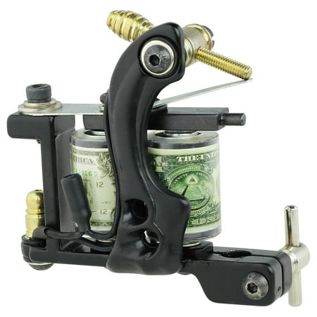 Pro Tattoo Machine Gun Liner Shader Dual 10-Wrap Coil Supply Set Black (Best Cosmetic Tattoo Machine)