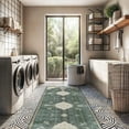 thumbnail image 4 of Beverly Rug Machine Washable Easy Cleaning Indoor Non-Slip Rugs Green / Cream 2'2"x7', 4 of 9