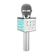 Microphone sans fil Bluetooth Nouveau microphone stéréo Haut-parleur intégré Microphone Bluetooth sans fil Bluetooth (argent de luxe