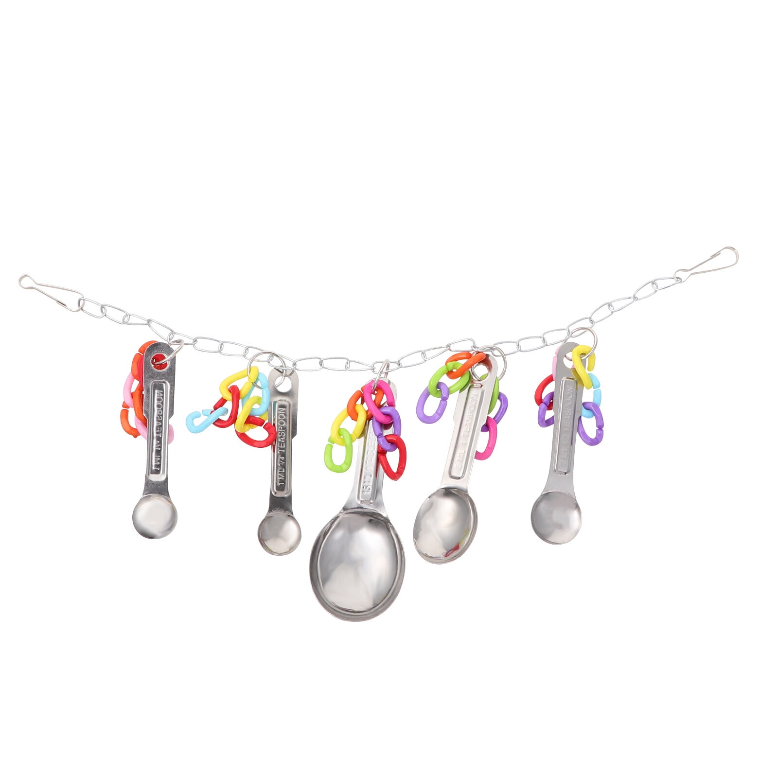 UPOUART Cockatiel Cage Accessory Rope Swing with Hanging Spoons and Chain for Birds
