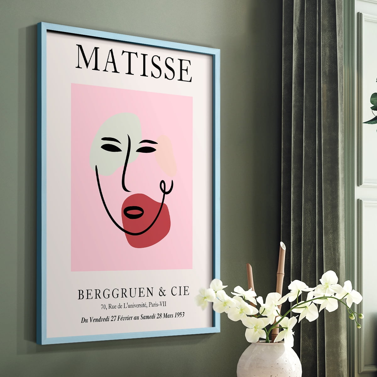 Matisse CDXCV in Blue Solid Wood Framed Print No Nail Hanging