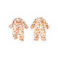 thumbnail image 2 of Cjfdfy Newborn Baby Girls Boy Halloween Satin Pajamas Romper Pumpkin Leaf Printed Long Sleeve Jumpsuit Infant Cute Halloween Holiday Fall Winter Sleepwear, 2 of 9