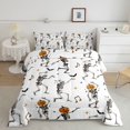thumbnail image 2 of Feelyou Cartoon Skeleton Full Size Comforter Sets, Happy Halloween Pumpkin Bedding Comforter Set, White, Halloween Reversible, 3-Piece, 1 Comforter and 2 Pillowcases, 2 of 7