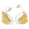 thumbnail image 2 of 2 Pcs Crown Swan Plastic Sculpture Creative Cake Figurine Decoration Desktop Adornment Car Ornament (Golden), 2 of 4