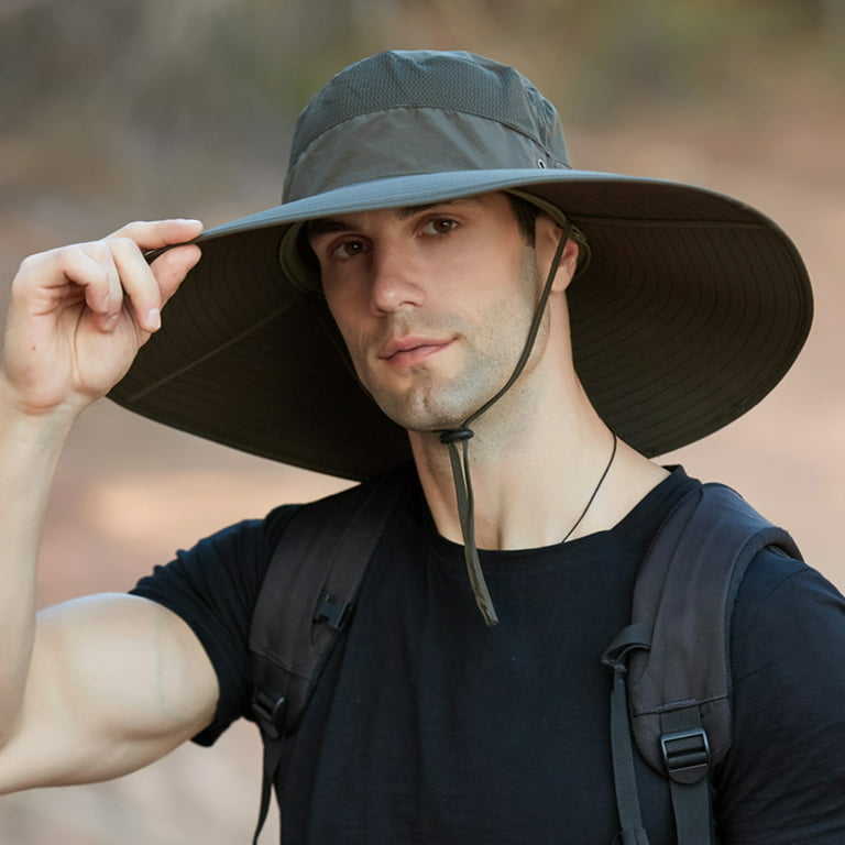 Frogued Outdoor Men Big Brim Sunhat Waterproof Fisherman Hat for Daily Wear