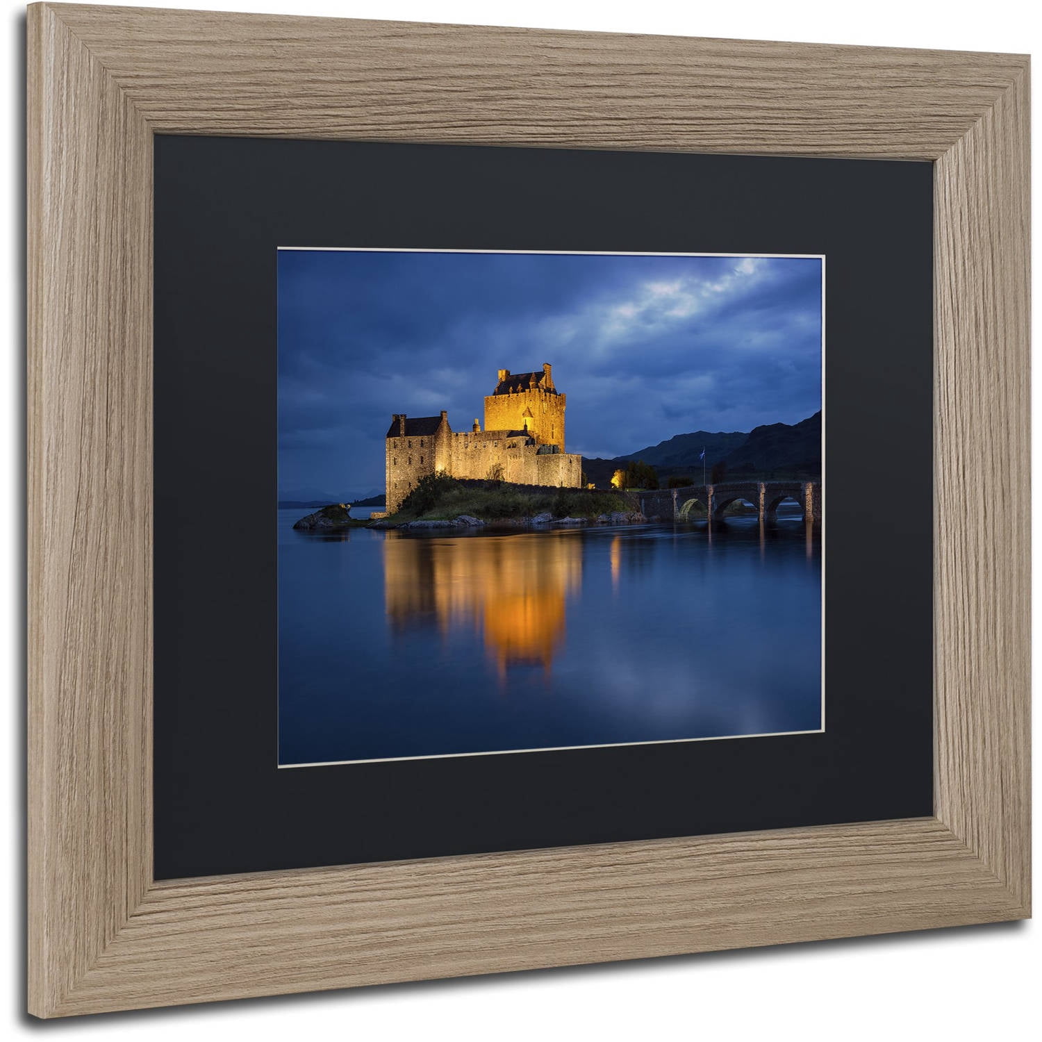 Trademark Fine Art "Eilean Donan Castle" Canvas Art by Michael Blanchette Photography Black Matte, Birch Frame