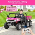 thumbnail image 2 of 24 Volt Ride on Toys, 6 Wheels 2 Seater Electric Ride on UTV Cars for Big Kids, Ride on Dump Truck, 4×4 Motors, Battery Display, Bluetooth, USB, Remote Control, Pink, 2 of 8