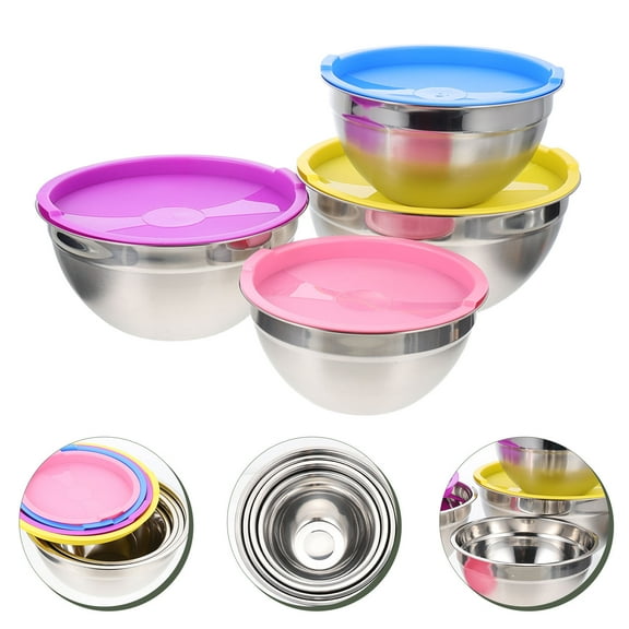 CIMAXIC 4Pcs Stainless Steel Mixing Bowl with Lid for Kitchen Enthusiasts