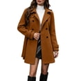 thumbnail image 2 of TGSLY Women's Wool Blend Coat Soft Notched Lapel Double Breasted Button Long Sleeve Jacket Casual Solid Color Mid-Length Belt Winter Outerwear XXL, 2 of 9