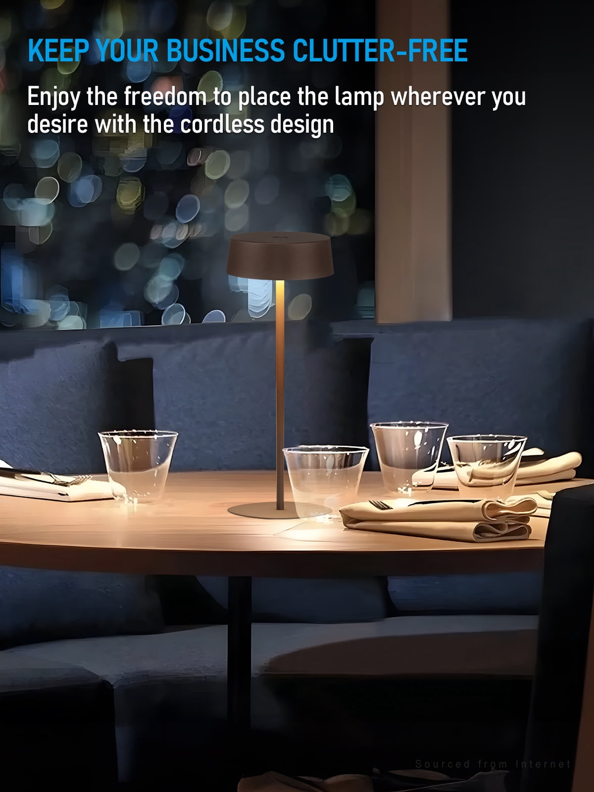 2 Pack Cordless LED Table Lamp, Aluminum Portable Rechargeable Desk Lamp, Dimmable Touch Lamps for Bedroom Living Room Restaurant Patio, Brown
