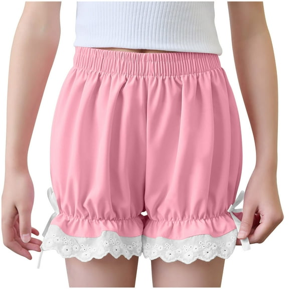 Ugoldhm Girls' Shorts Loose Breathable Summer Bohemian Style Everyday Ruffle Hem Shorts Size 4-16