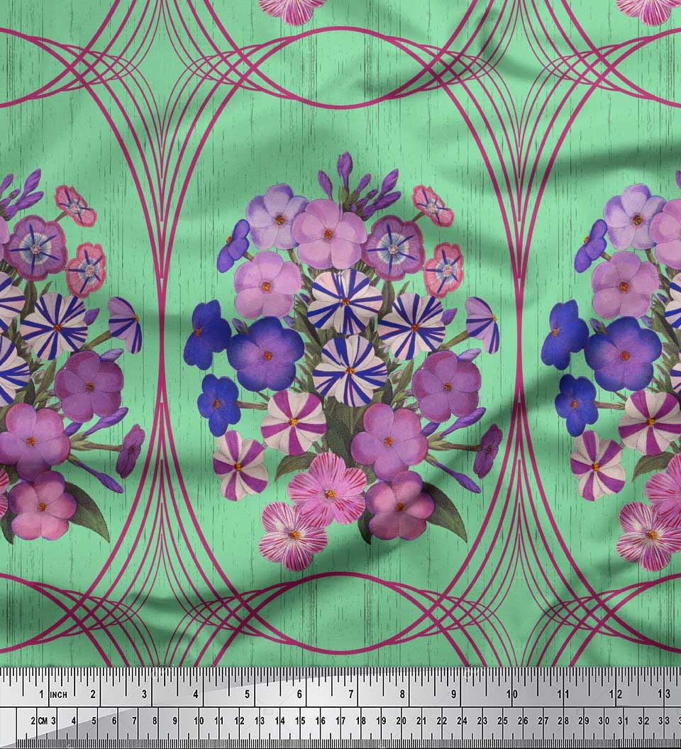Soimoi Cotton Duck Fabric Geometric & Flower Artistic Decor Fabric