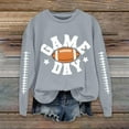 thumbnail image 2 of VISALY Pullover Crewneck Sweatshirt Graphic Sweatshirts Football Sweatshirts Cute Baseball Graphic Print Long Sleeve Shirts Fall Winter Pullover Casual Sweaters Oversized Tops Tunic Tops Grey 3Xl, 2 of 4