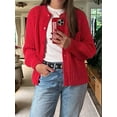 thumbnail image 4 of Women'S Casual Long Sleeve Crewneck Button Down Cardigan Sweater Knit Outwear Bright Red S, 4 of 7