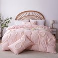 thumbnail image 3 of 3 Pieces Duvet Covers Set, Boho Tufted Comforter Sets with Zipper Closur, Soft Breathable Floral Bedding Set for All Seasons(Pink,Queen  90"x90"), 3 of 7