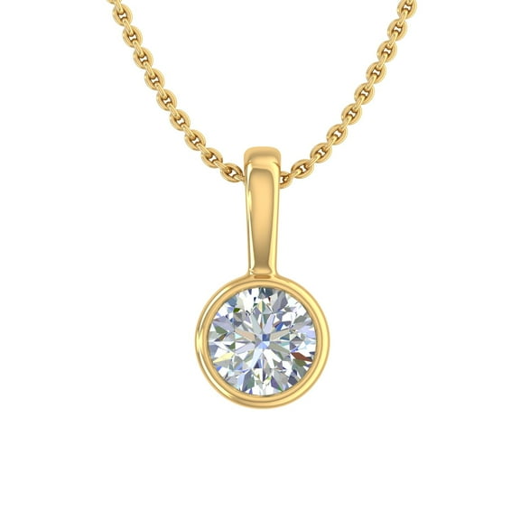 1/3 Carat Diamond Solitaire Pendant Necklace in 14K Yellow Gold (Included Silver Chain)