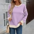 thumbnail image 6 of AGWOLF Women's Crewneck Sweatshirts Sweater Casual Lightweight Long Sleeve Pullover Loose Color Block Tops, 6 of 9