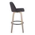 thumbnail image 2 of Toriano Contemporary Fixed-Height Barstool in White Washed Wood and Charcoal Fabric with Round Black Metal Footrest by LumiSource - Set of 2, 2 of 4