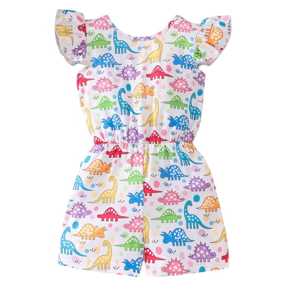 MZXELPRJD Bubble Romper Boy Dinosaur Print Boys Clothing Sets Fly Sleeve Backless 12 Month Girl Outfit Boy Outfits Size 7