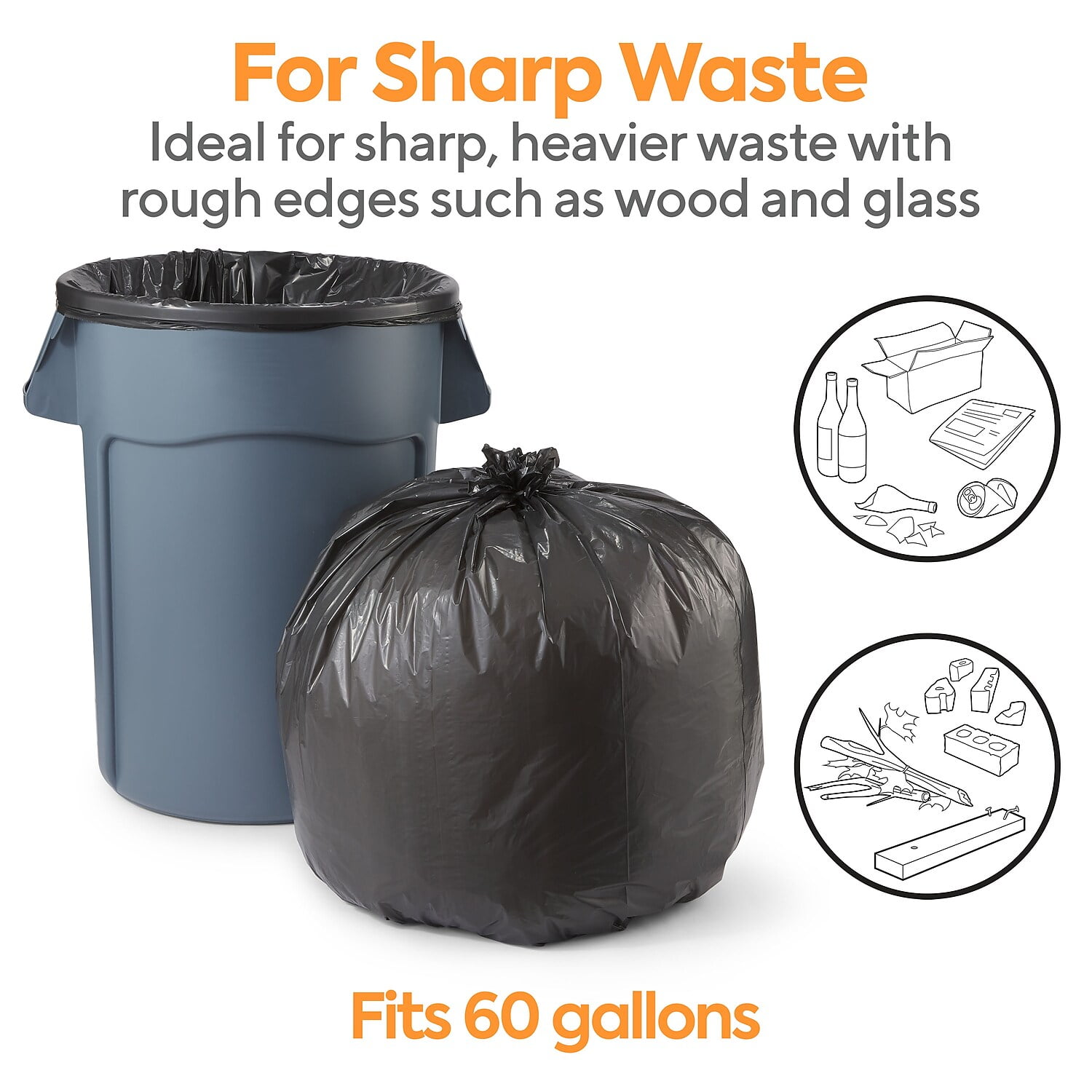 FitzAll, 55-60 Gallon, 43x58, 1.5 mil, Black Trash Bags – Brighton