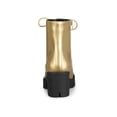 thumbnail image 2 of BLISSFUL STEP Women's Platform Chunky Heels Combat Boots Gold 6, 2 of 8