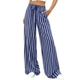 thumbnail image 2 of Pants Elastic Waist Palazzo Pants for Women Casual Lounge Wide Leg Pants Blue XL, 2 of 9